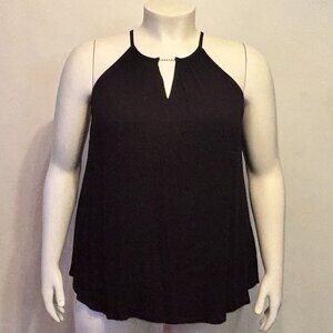 Torrid Plus 2X Black Halter Tank Top With Metal Chain at Front Keyhole NWOT